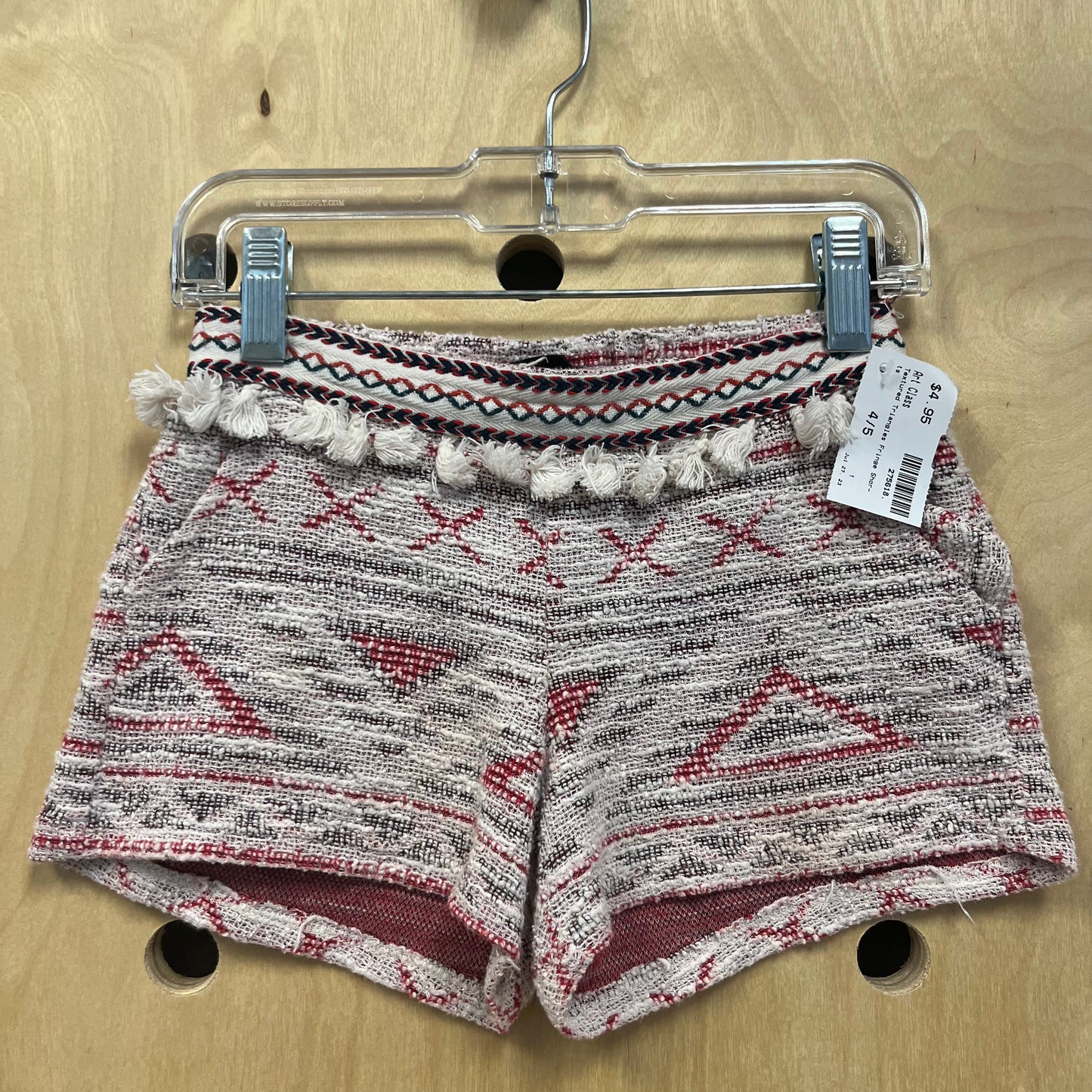 Textured Triangles Fringe Shorts