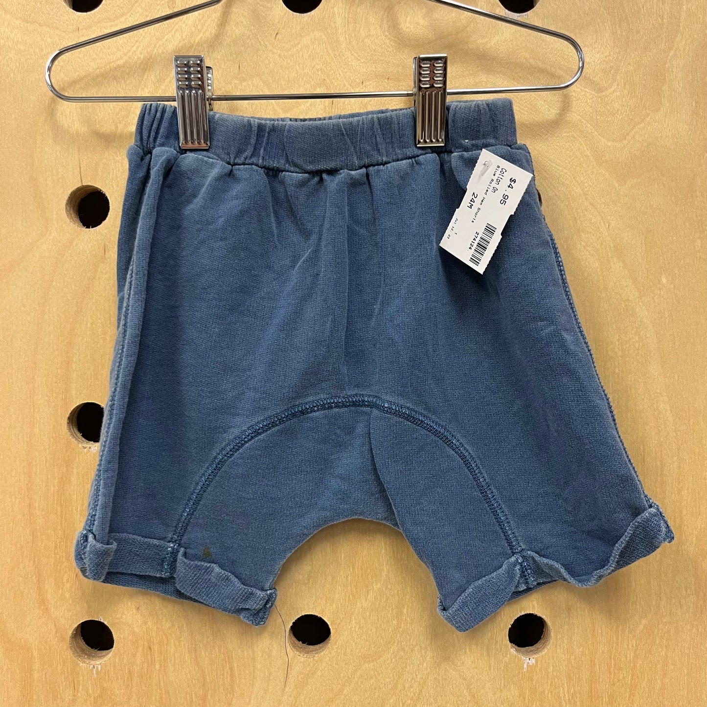 Blue Rolled Hem Shorts
