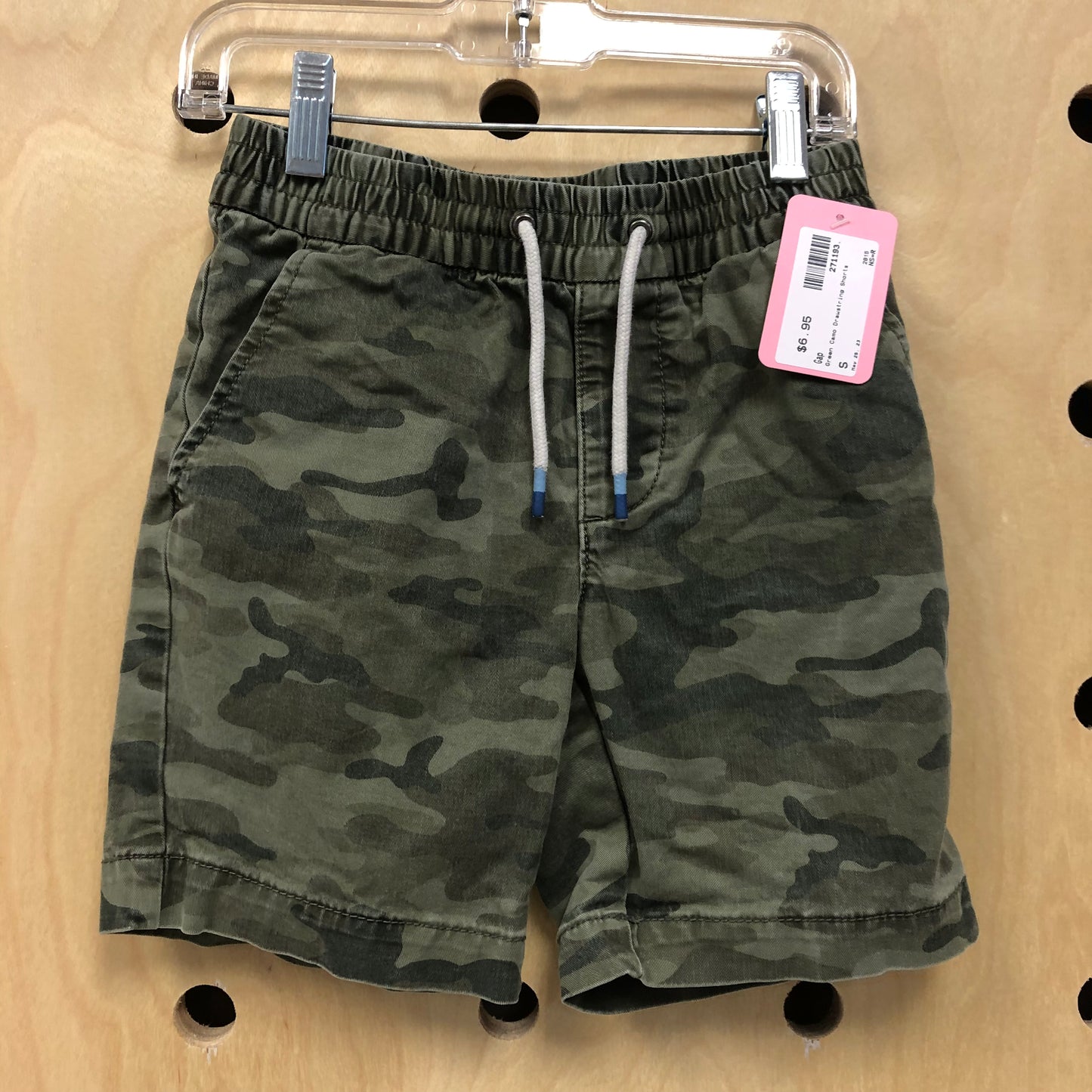 Green Camo Drawstring Shorts