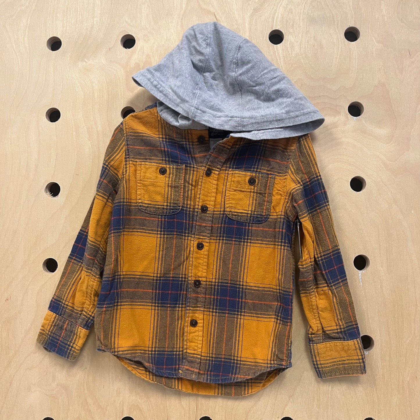 Yellow & Blue Hooded Flannel