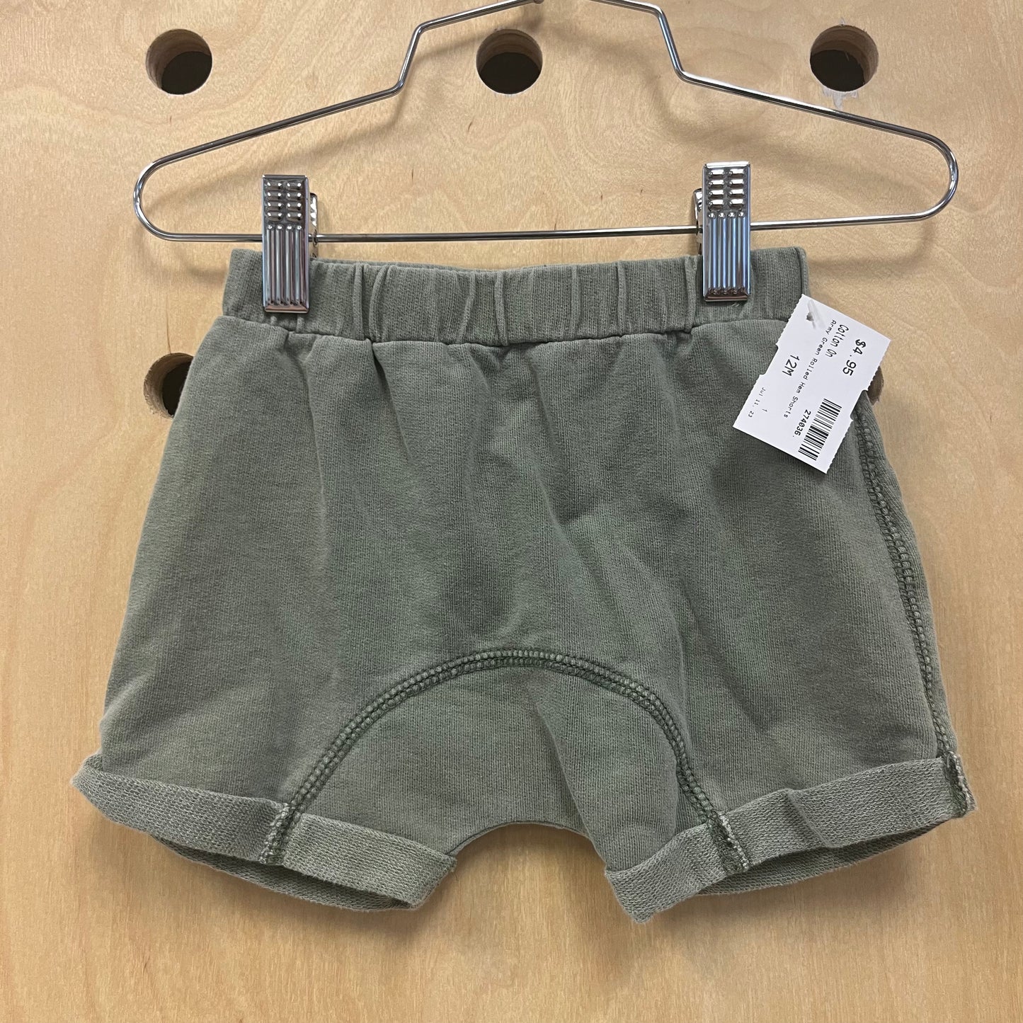 Army Green Rolled Hem Shorts