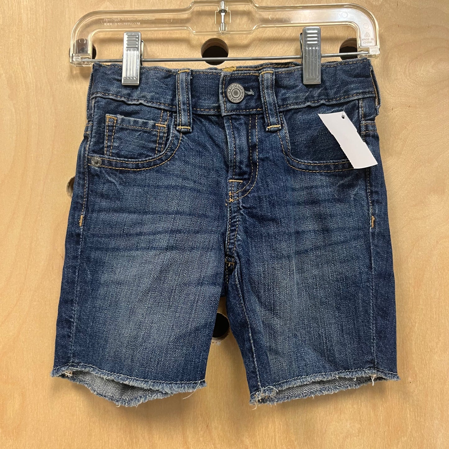 Blue Denim Bermuda Shorts Distressed Hem