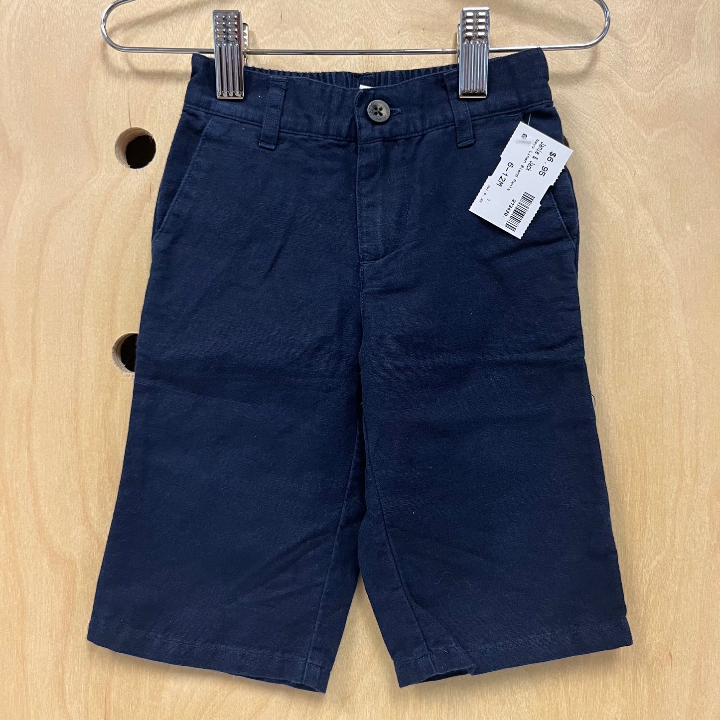 Navy Linen Blend Pants
