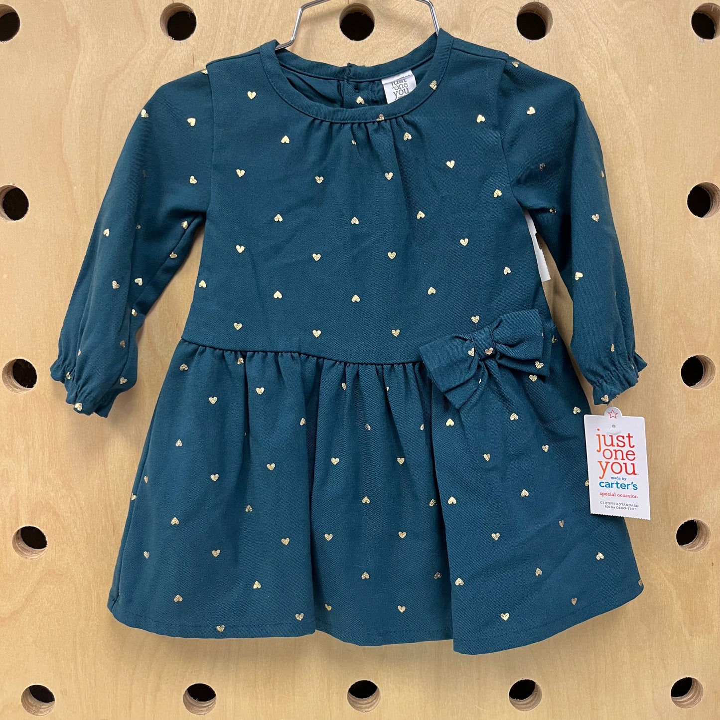 Teal Gold Heart Long Sleeve Dress NEW!!!
