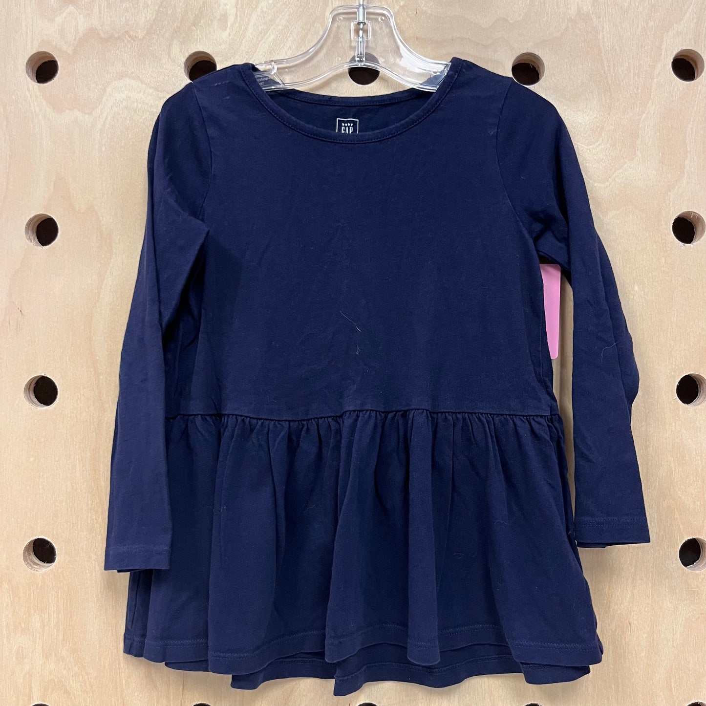 Navy Peplum LS Top