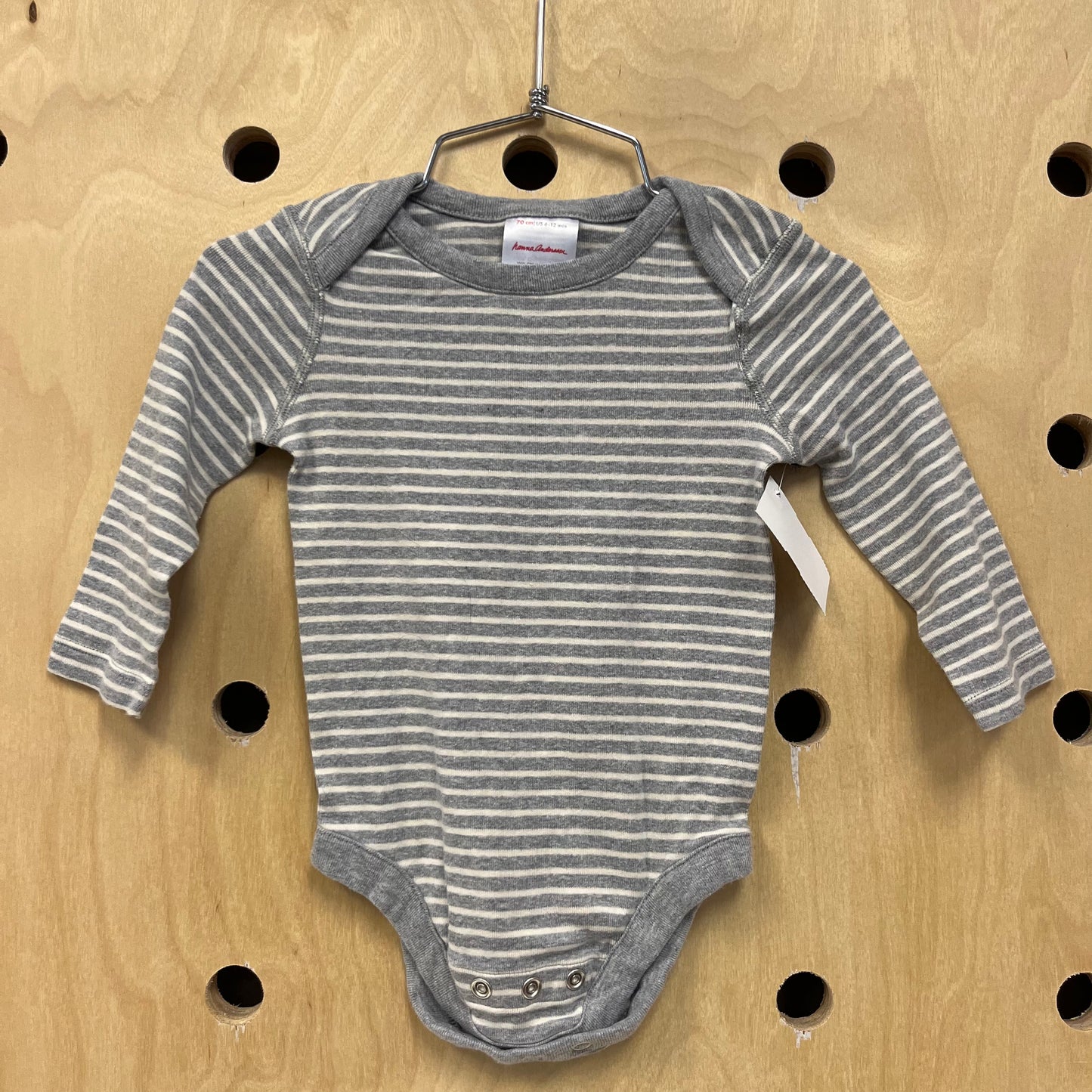 Grey+White Striped LS Bodysuit