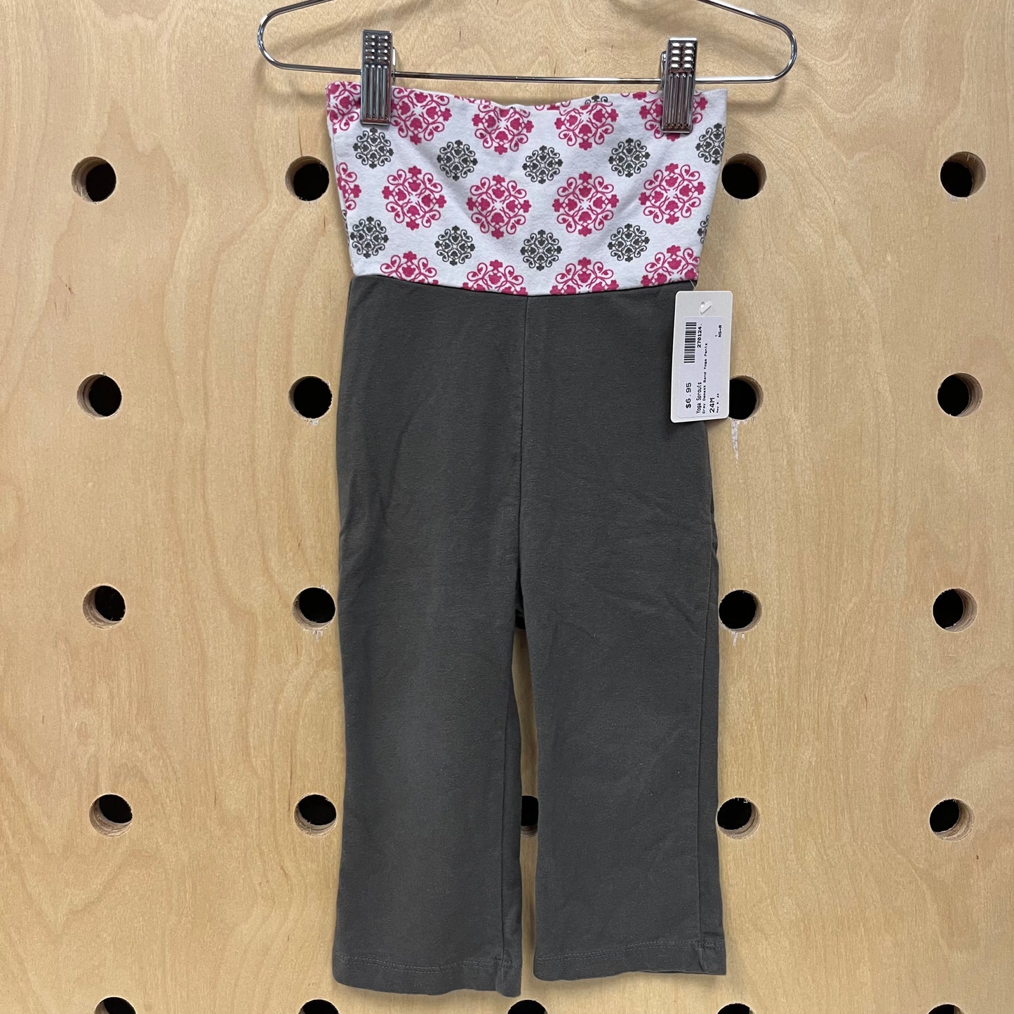 Grey Demask Band Yoga Pants