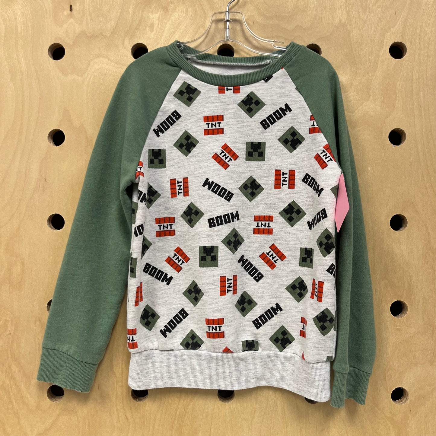 Grey+Green Minecraft Pullover