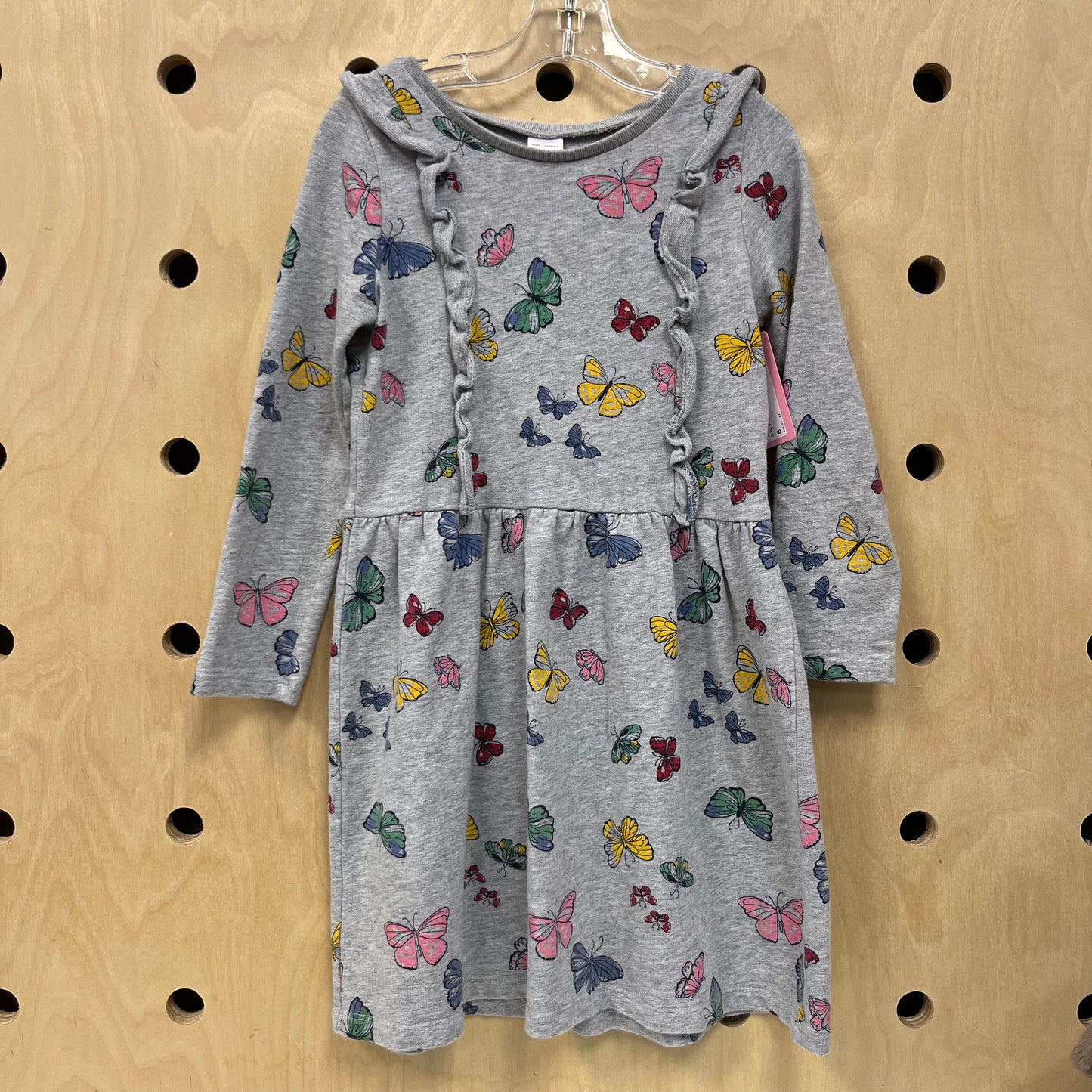 Grey LS Butterfly Dress