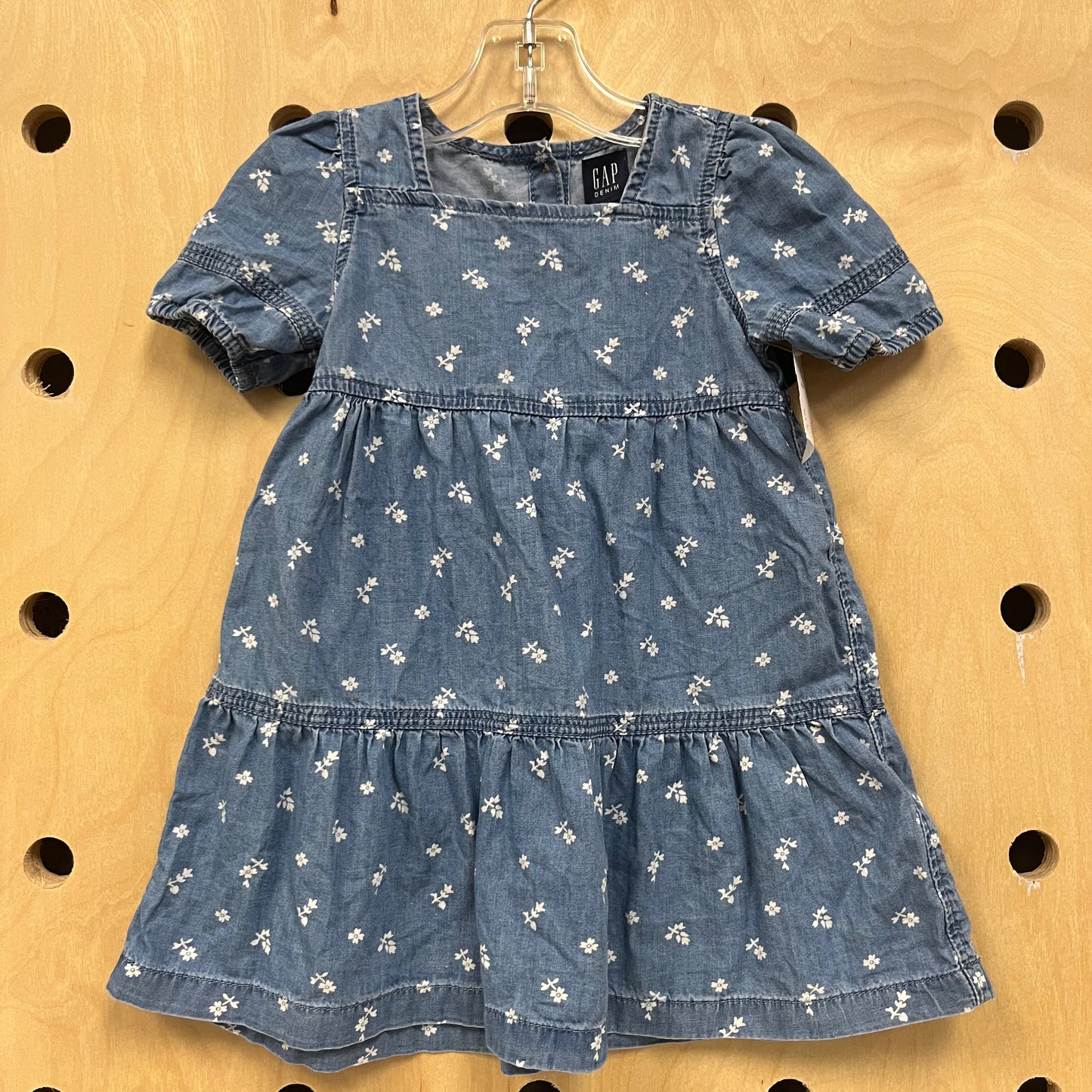 Blue & White Floral Puff Sleeve Dress