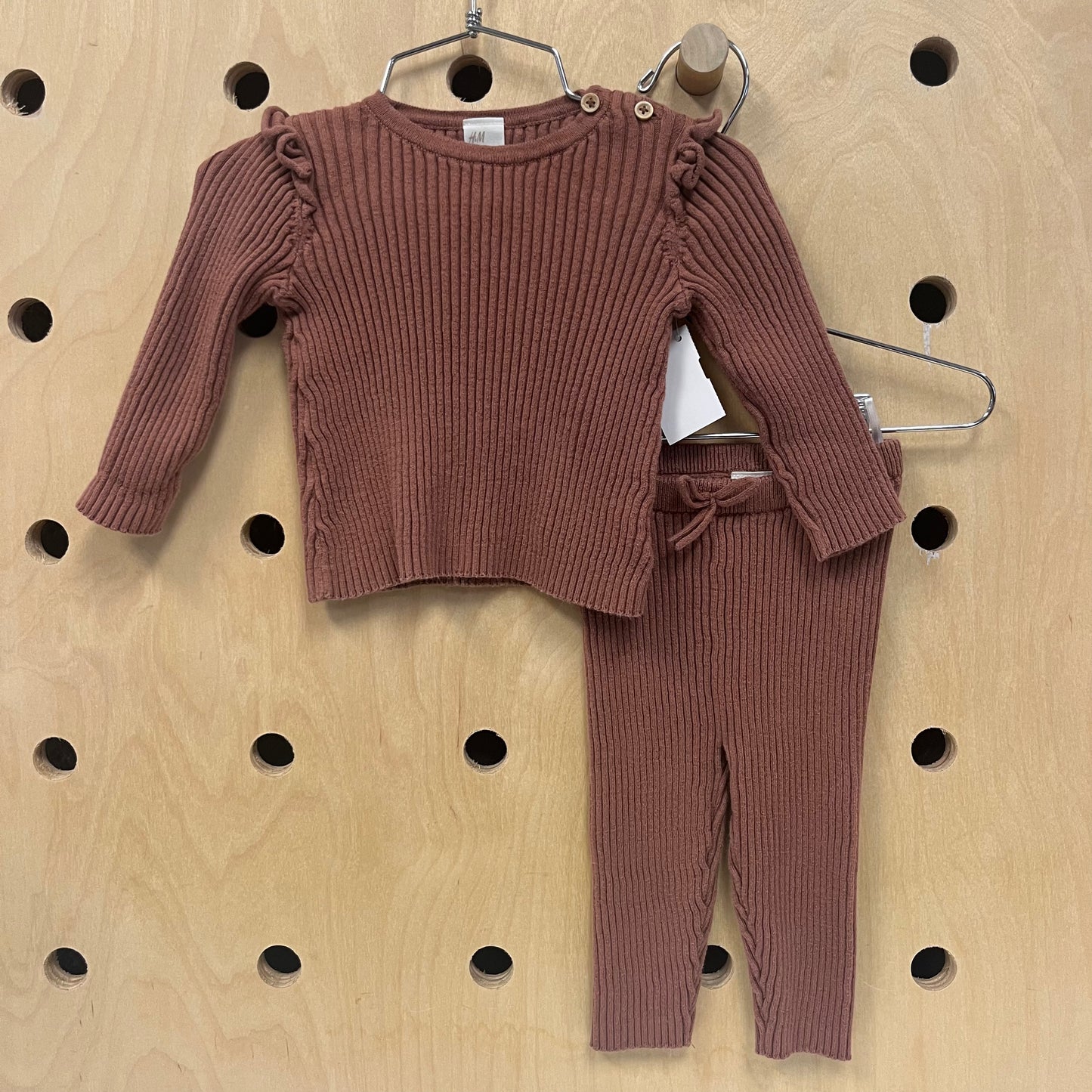 Brown Knit Long Sleeve Set