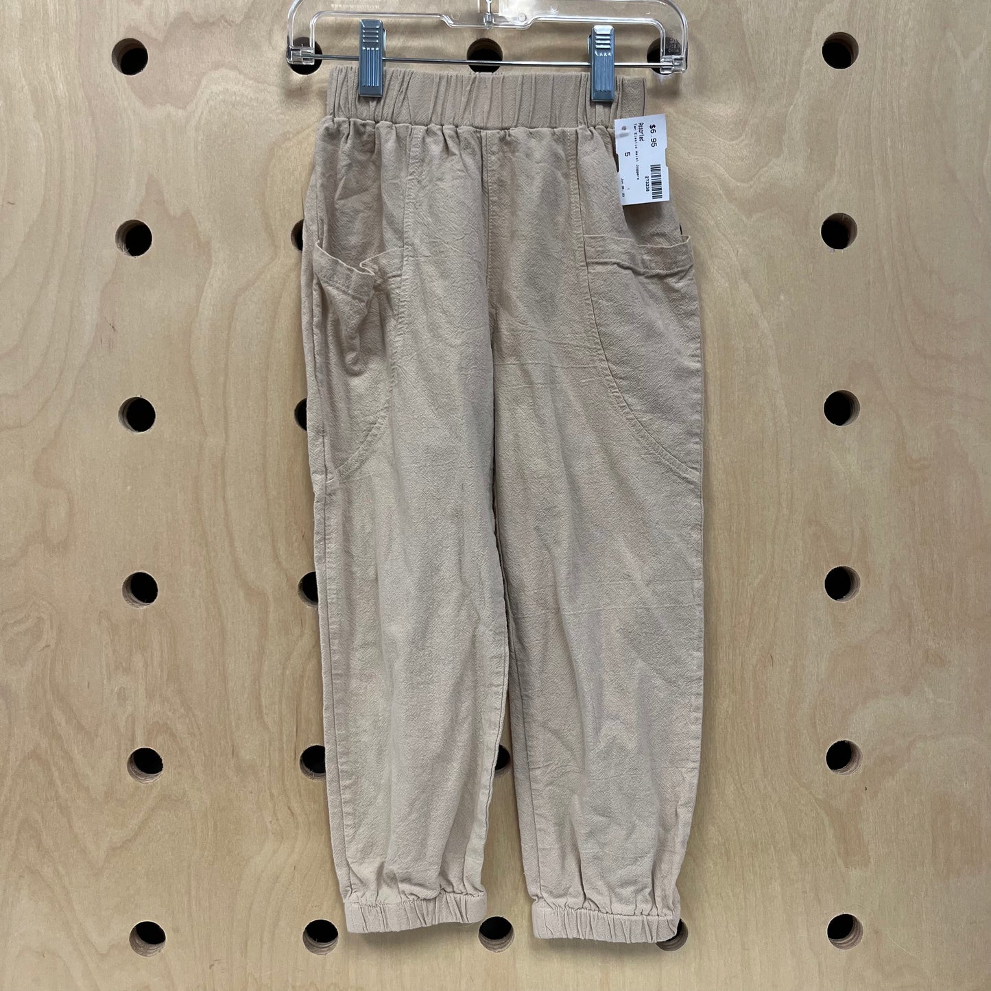 Tan Elastic Waist Joggers