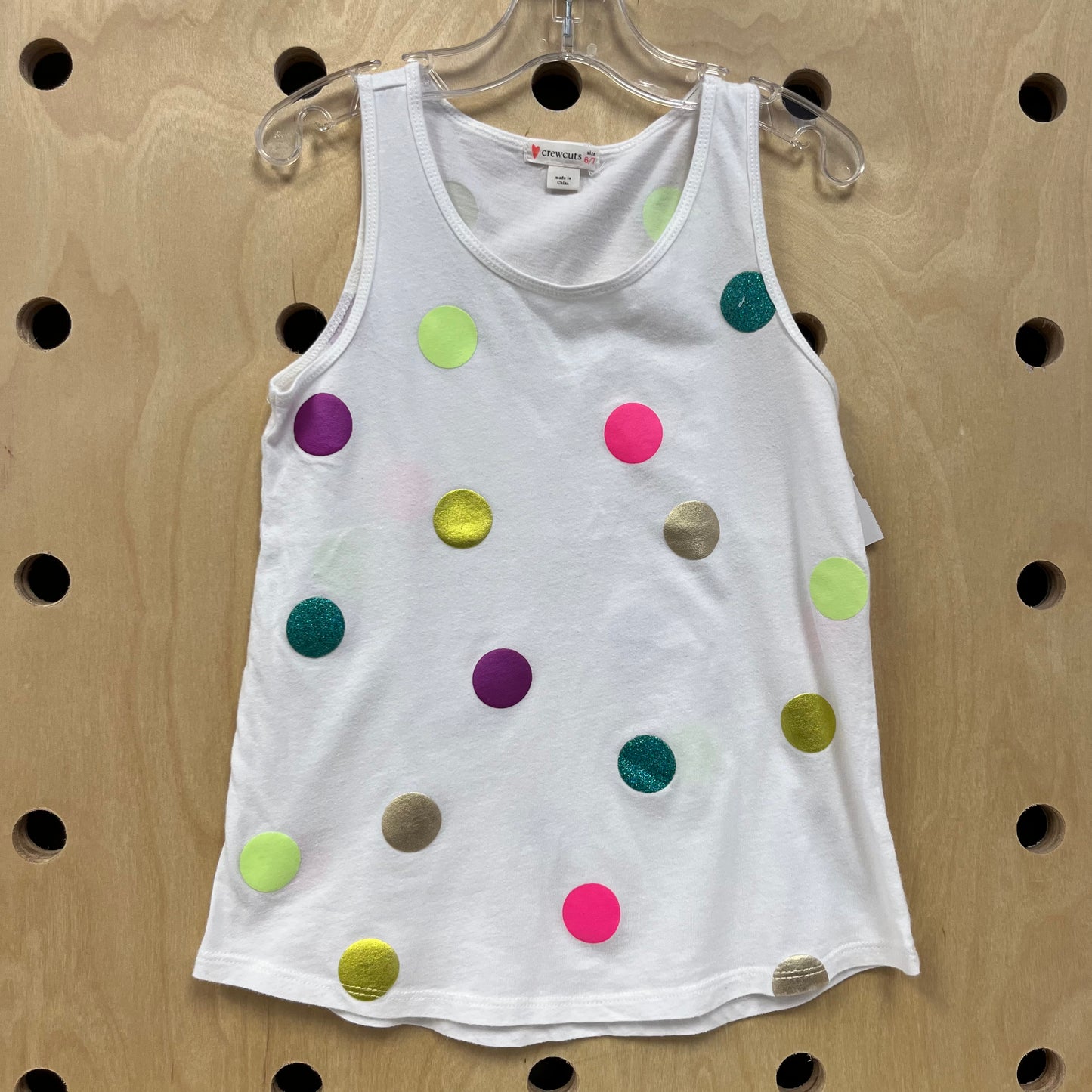 White Colorful Polka Dot Tank