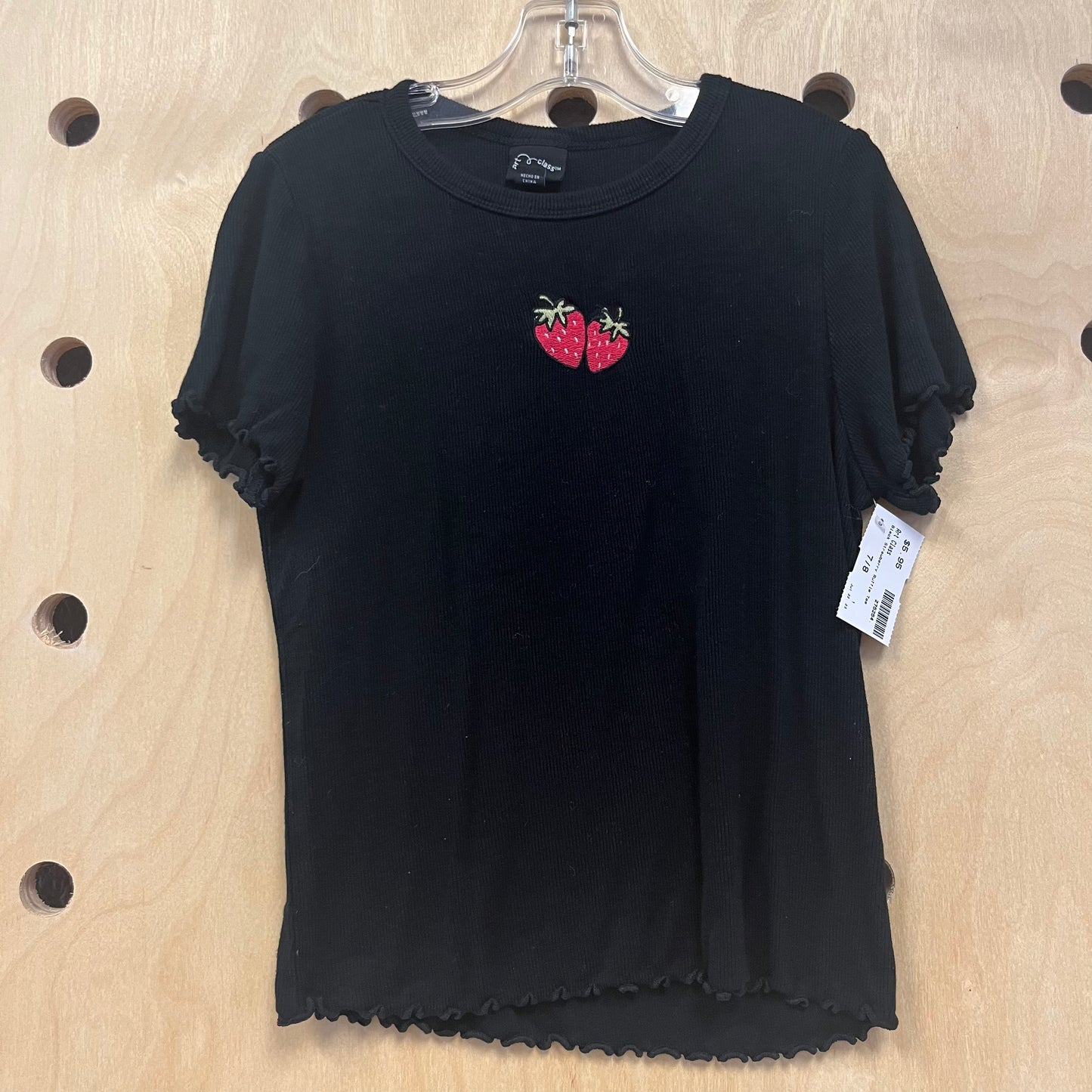 Black Strawberry Ruffle Tee