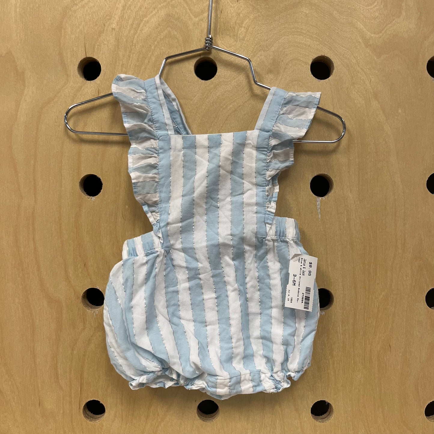 Blue & White Striped Bubble Romper