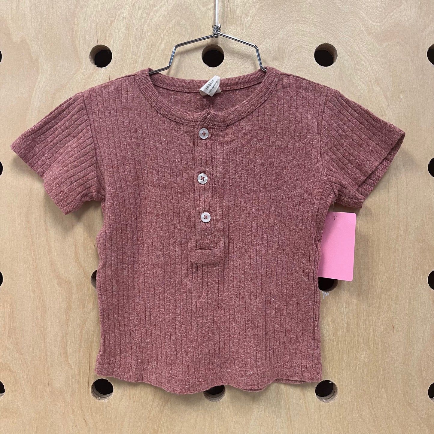 Heathered Clay Button Top