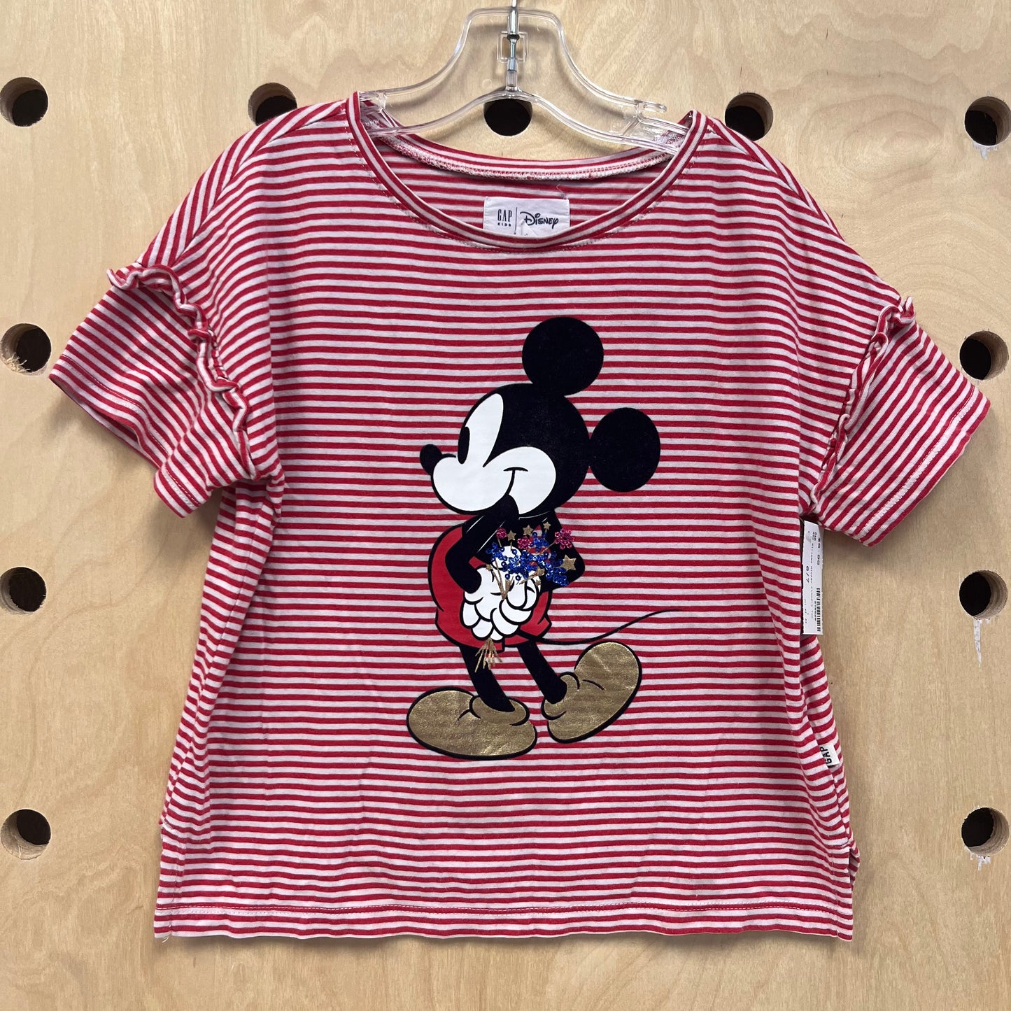 Red Striped Mickey Flowers Top