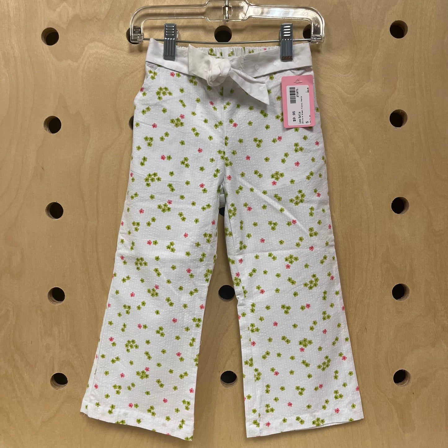 White & Green Floral Pants