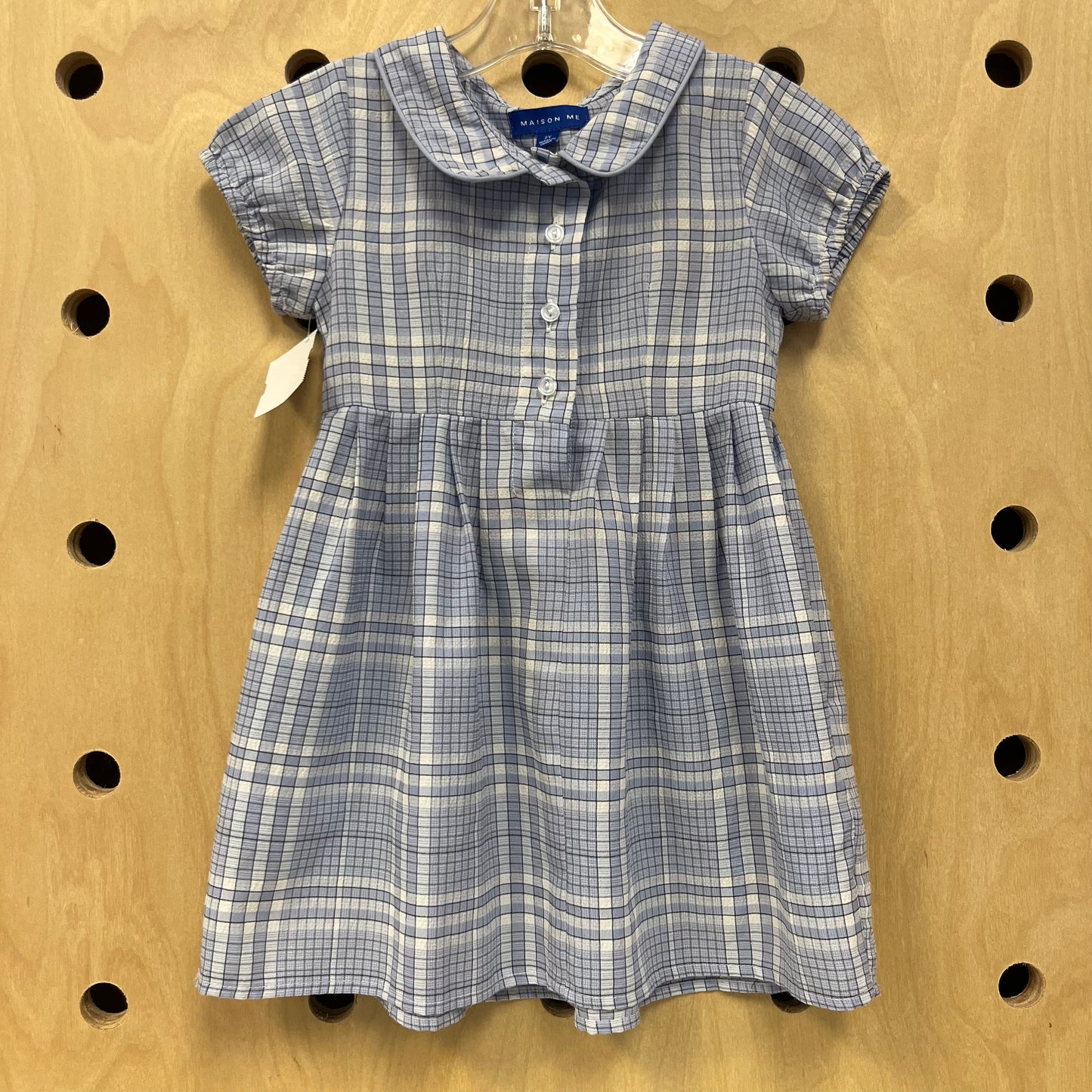 Blue Plaid Cap Sleeve Dress