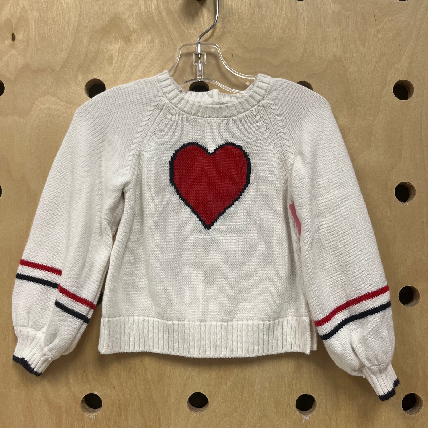 White & Blue Heart Knit Sweater