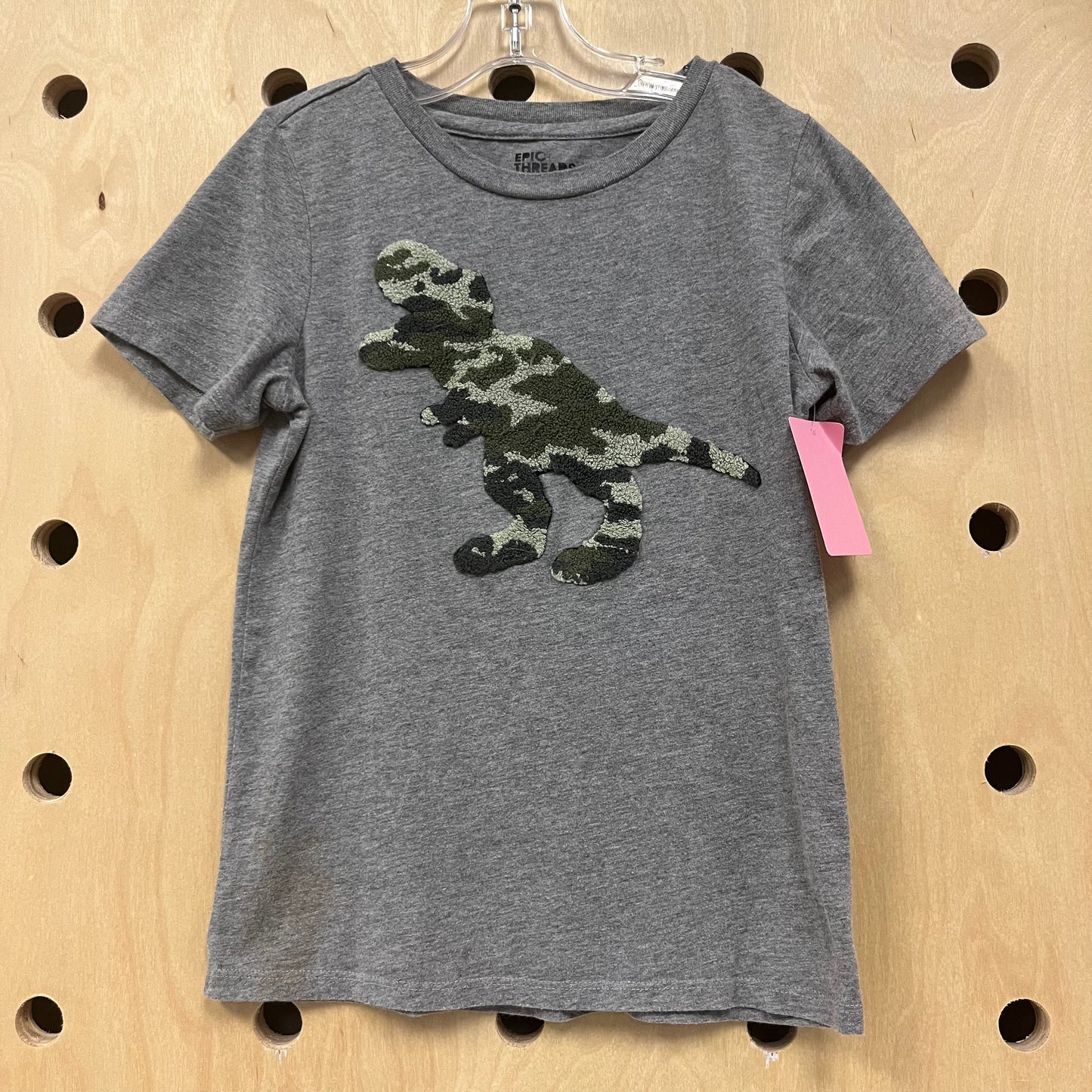 Grey Fuzzy Camo Dino Tee