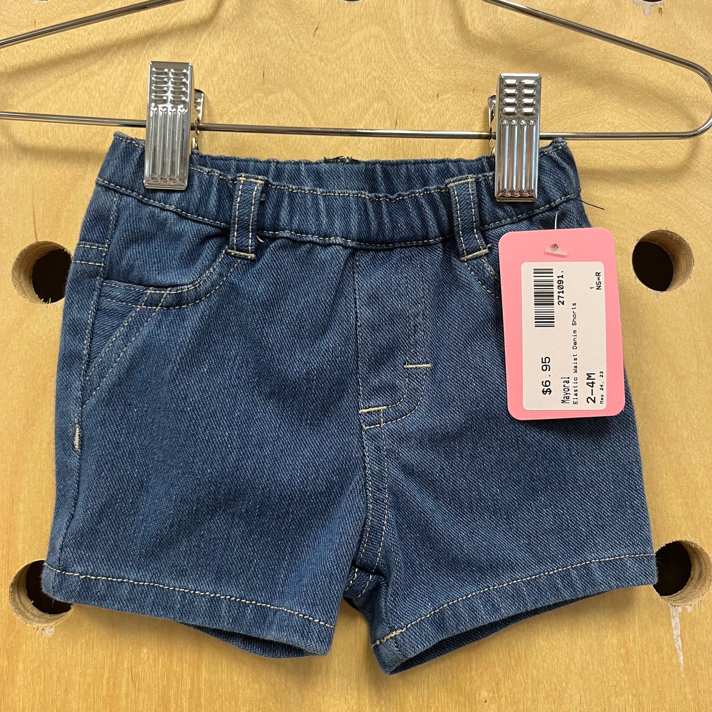 Elastic Waist Denim Shorts