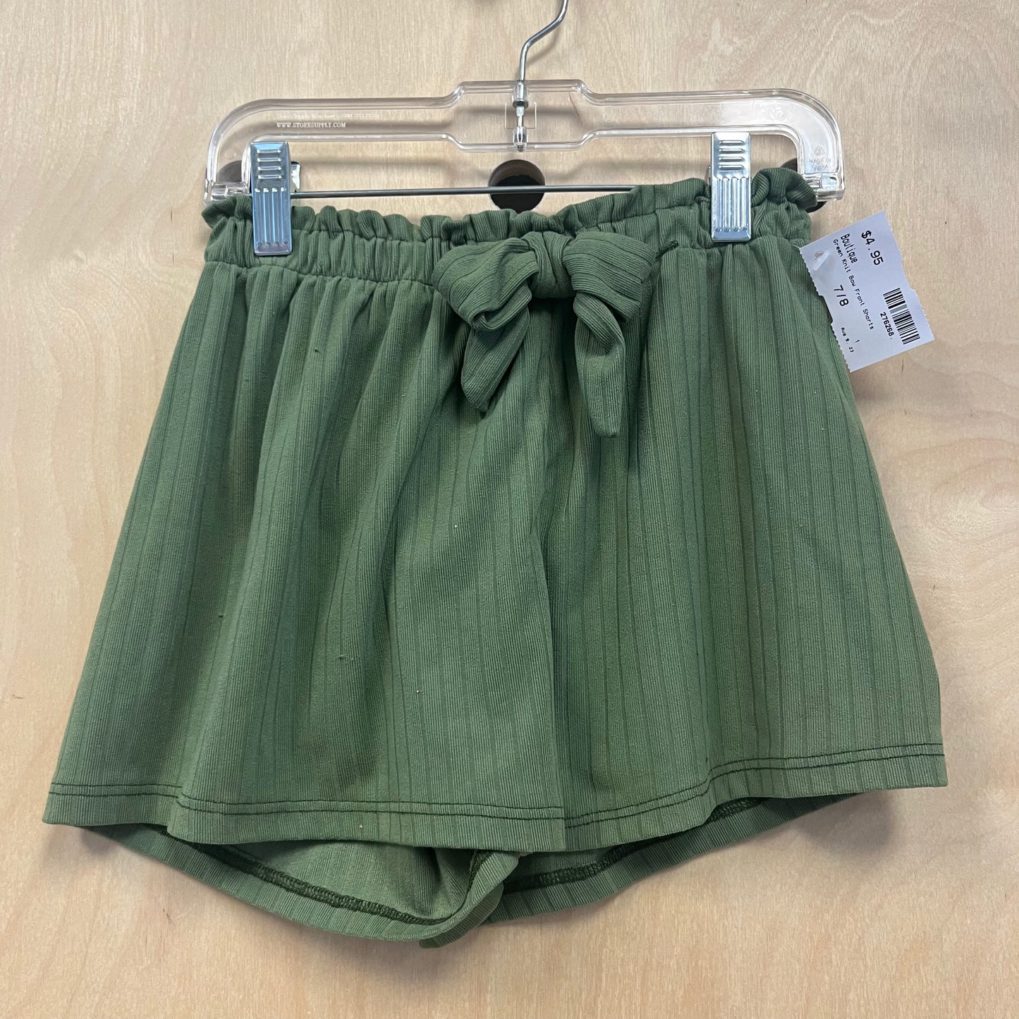 Green Knit Bow Front Shorts