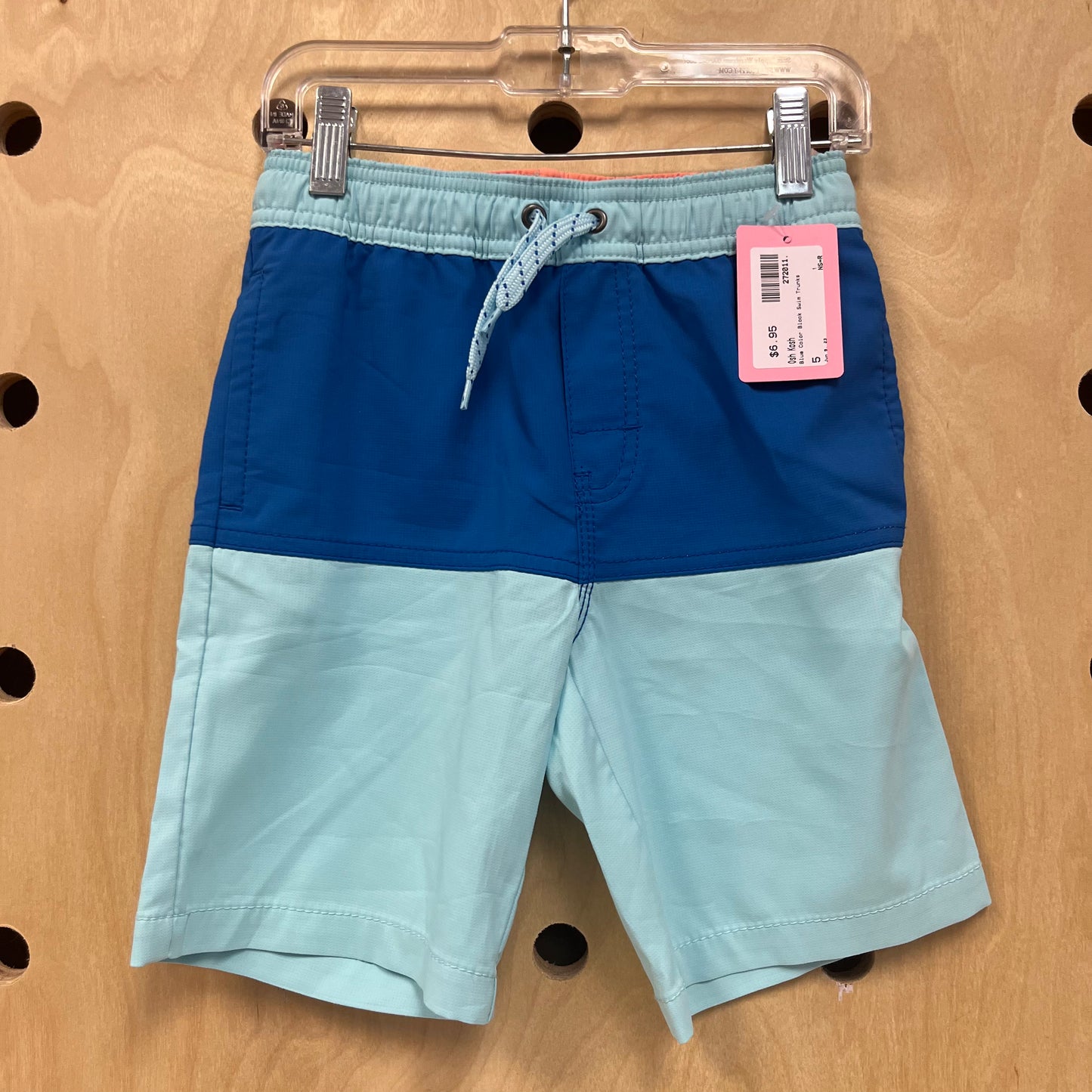 Blue Color Block Swim Trunks