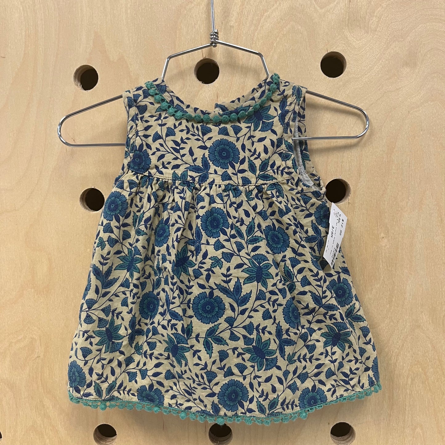 Blue & Tan Floral Dress w/ Shorties