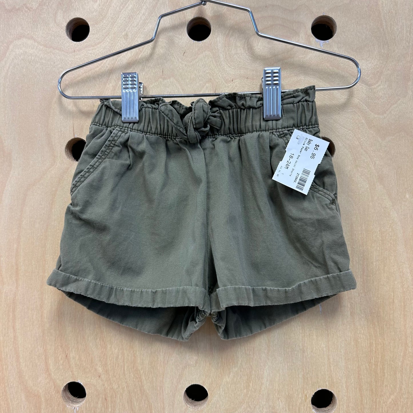 Olive Paper Bag Waist Shorts