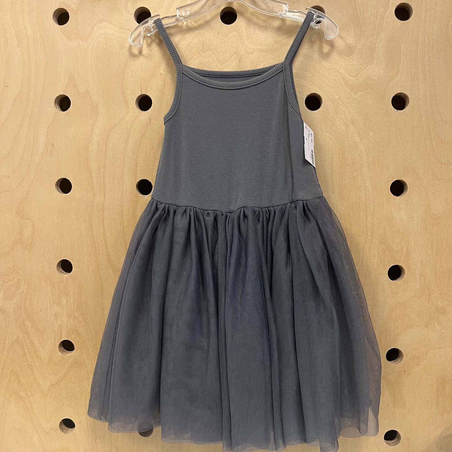 Grey Ribbed Tulle Dress