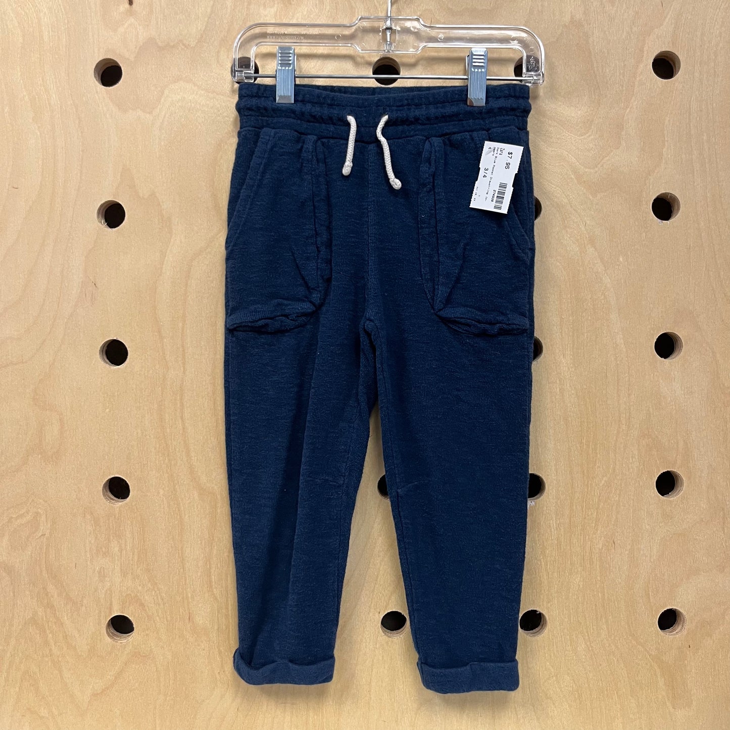 Dark Blue Pocket Drawstring Joggers