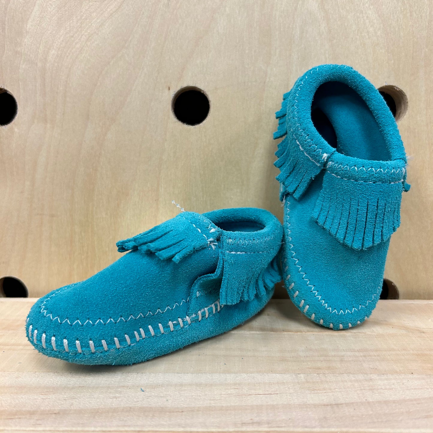 Teal Fring Moccasins