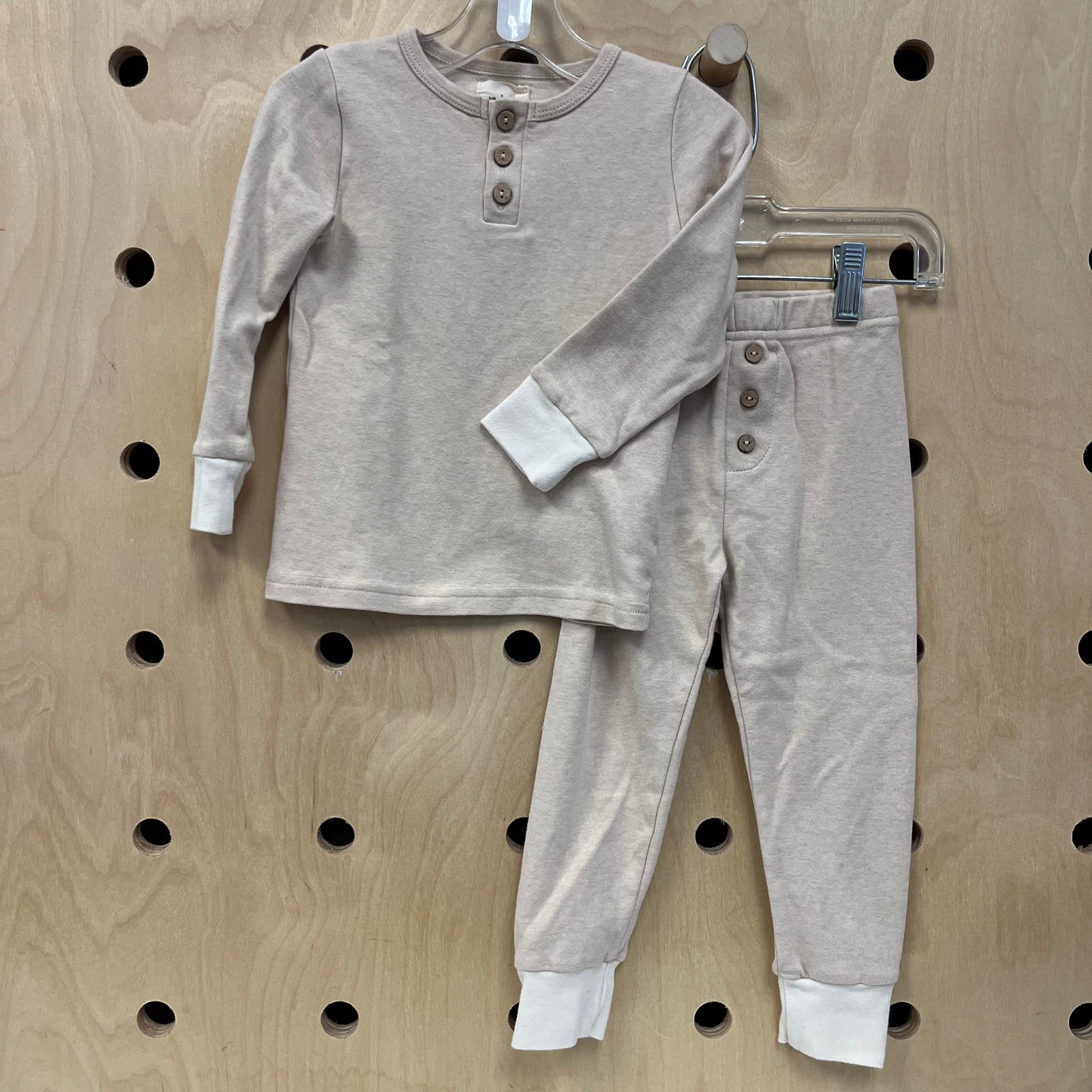 Tan Henley Long Sleeve Set