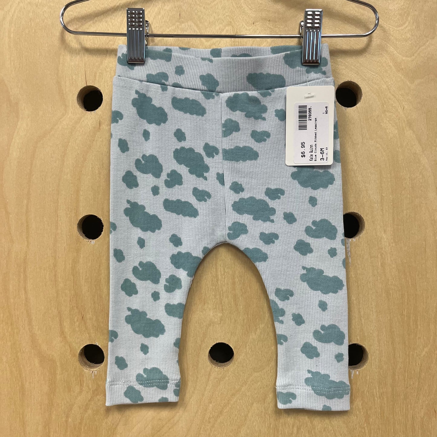Blue Clouds Ribbed Leggings