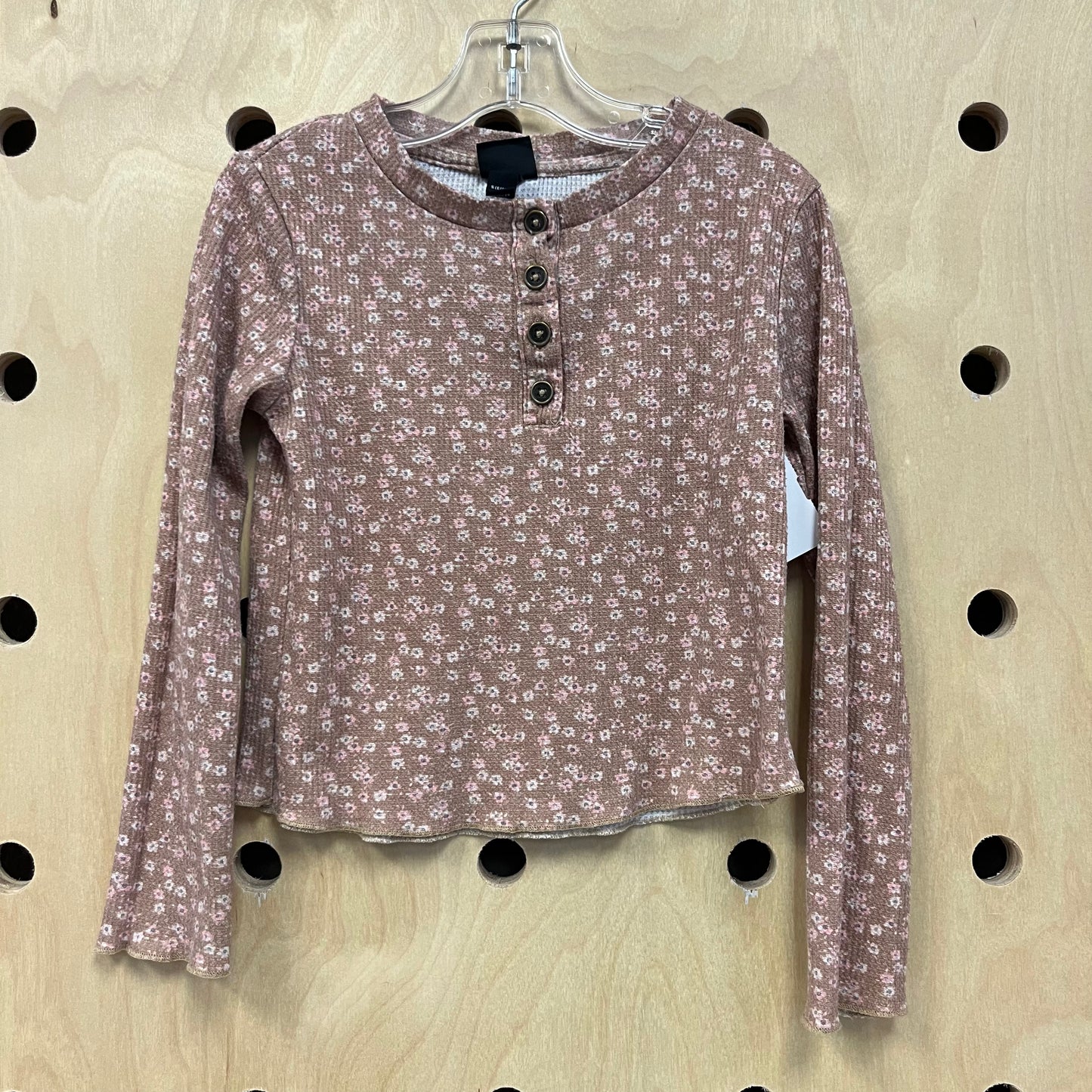 Brown Floral Henley Long Sleeve