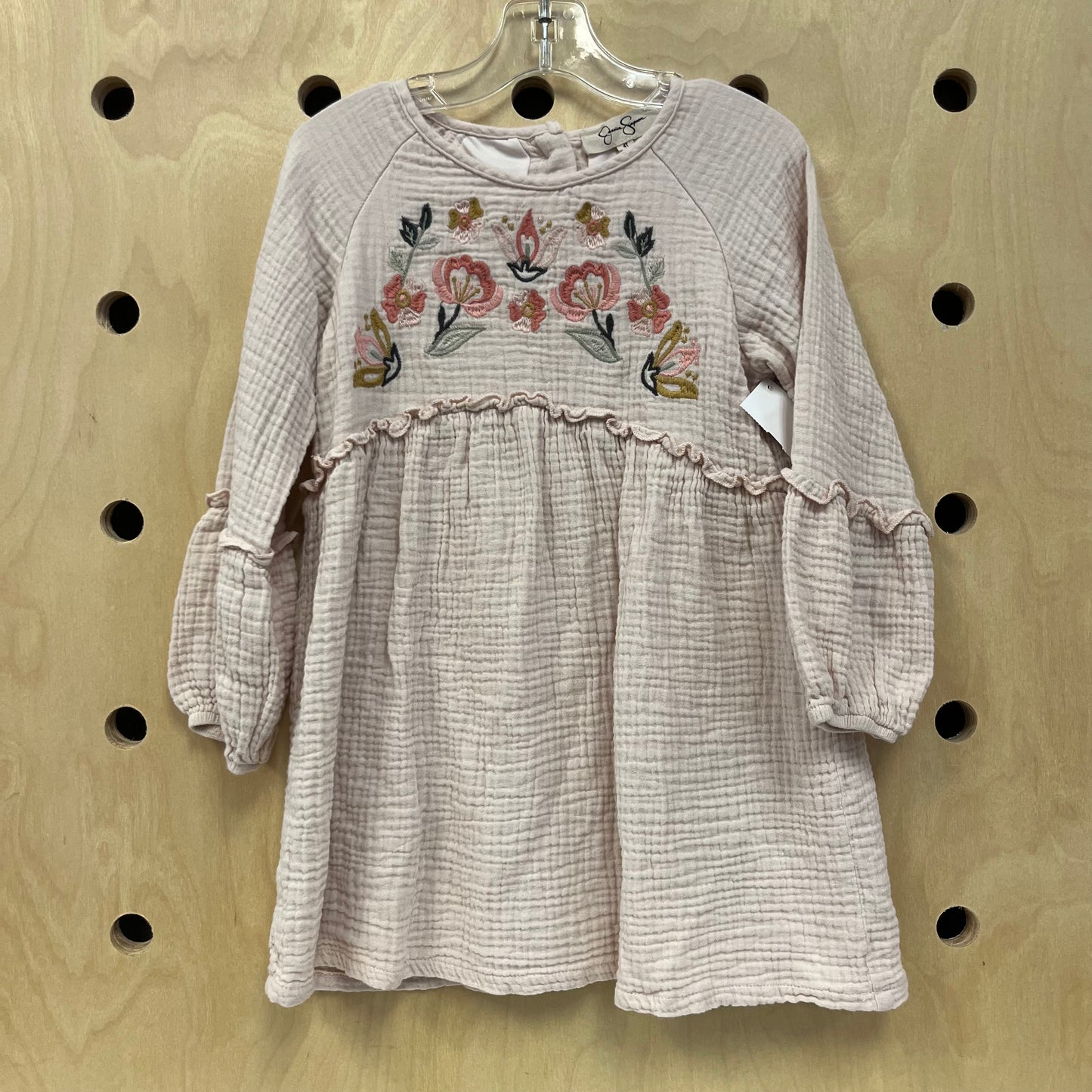 Pink Muslin Embroidered Dress