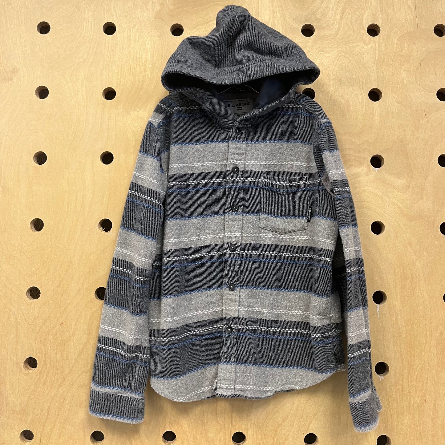 Grey & Blue Striped Flannel Shacket