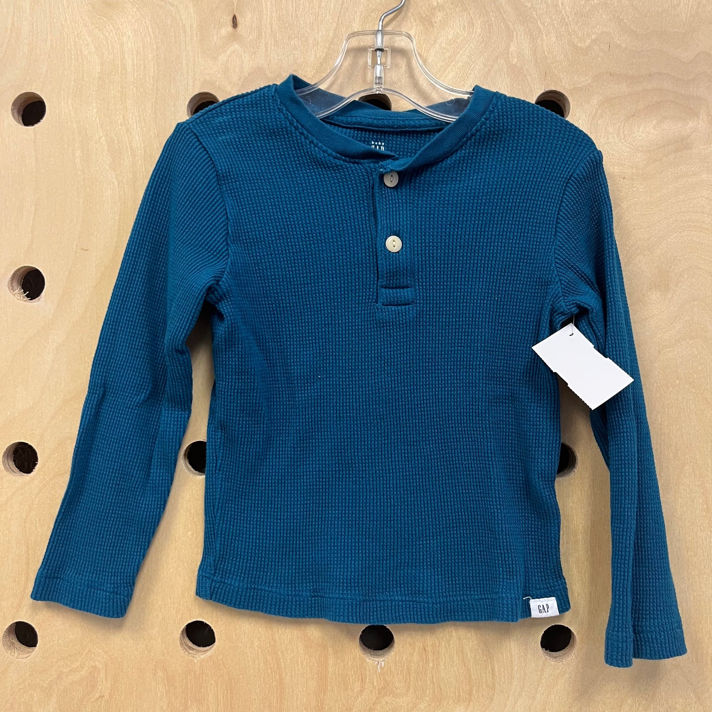 Blue Waffle Henley Long Sleeve