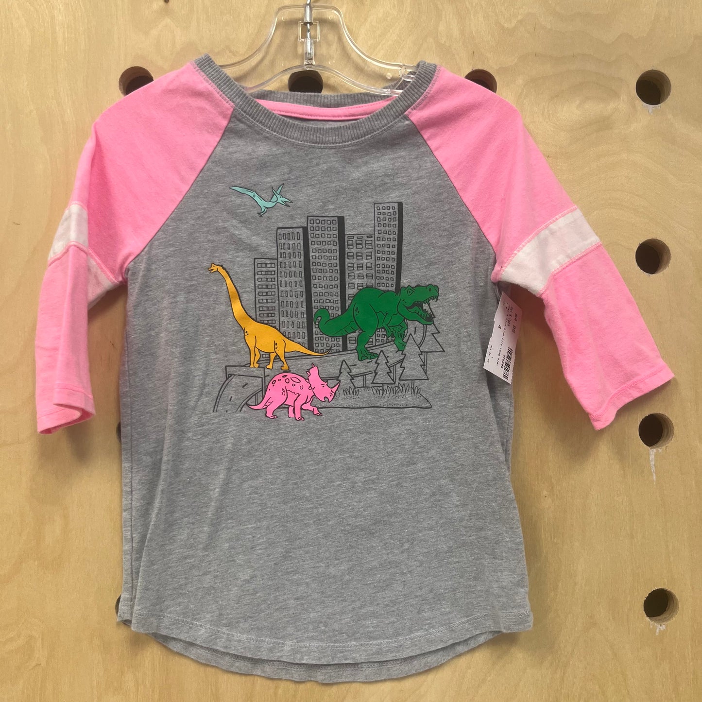 Grey & Pink Dino City Long Sleeve