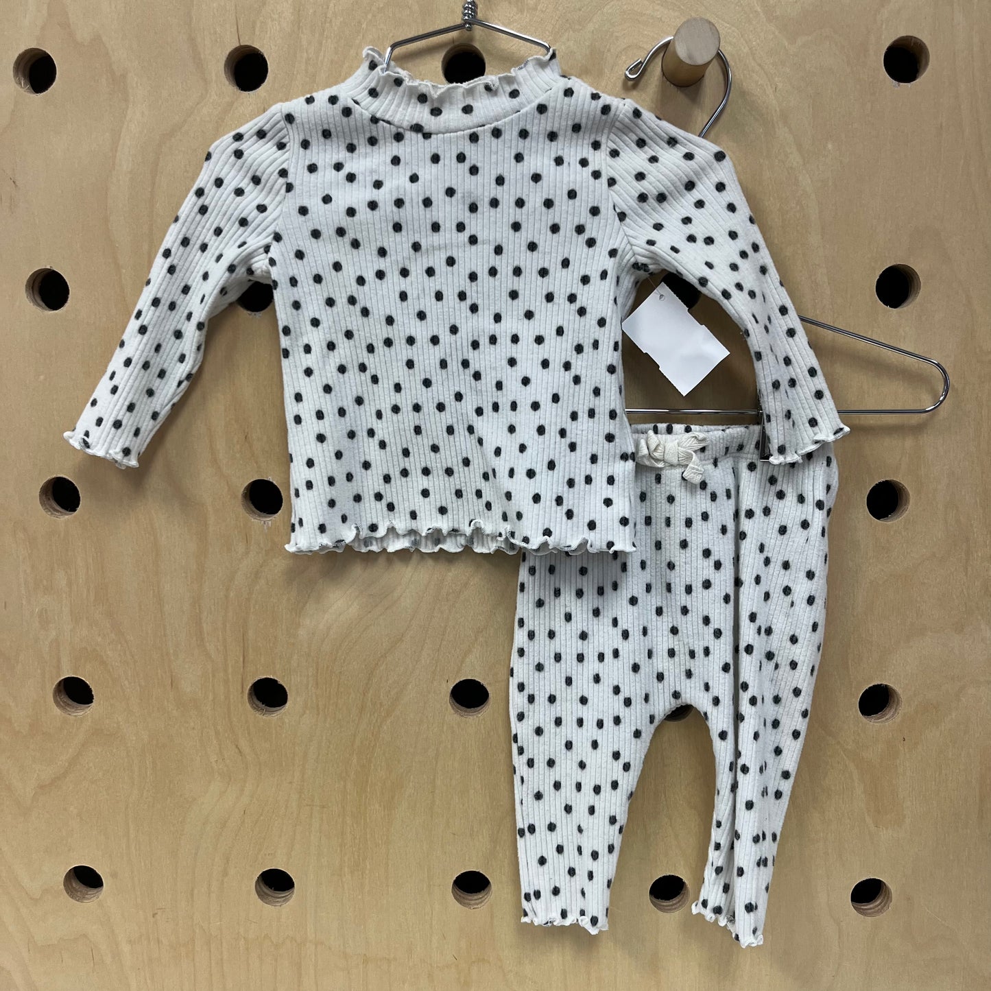 White Gray Polka Dot Set