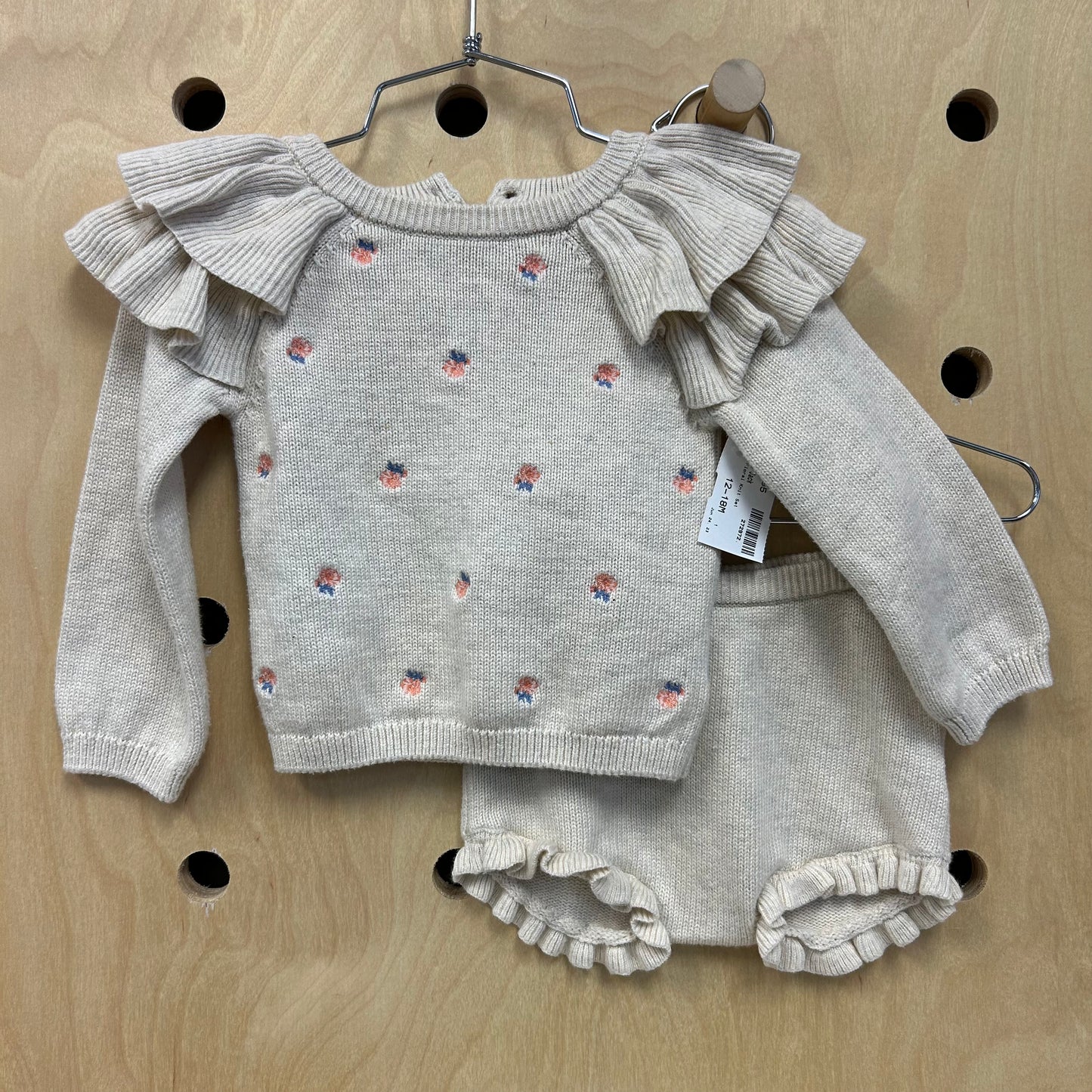 Beige Floral Knit Set