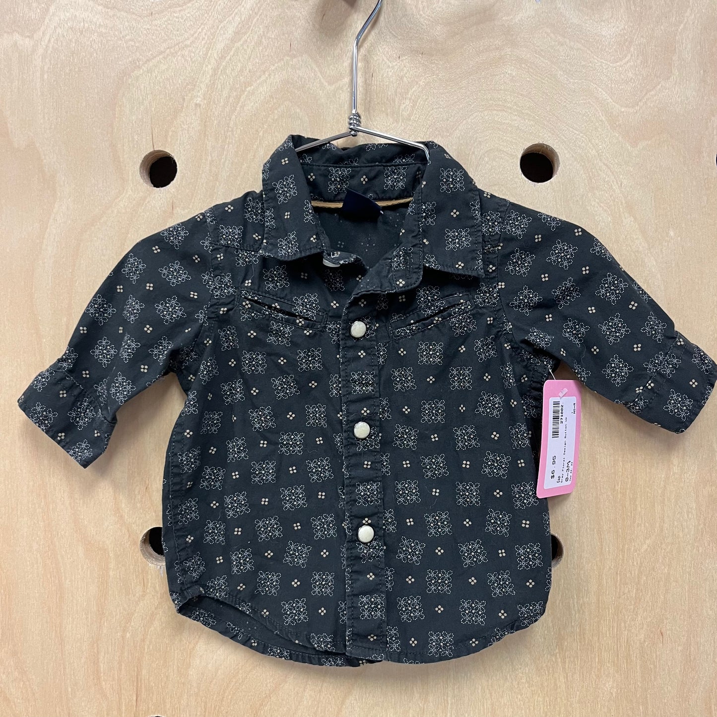 Grey Floral Design Button Up