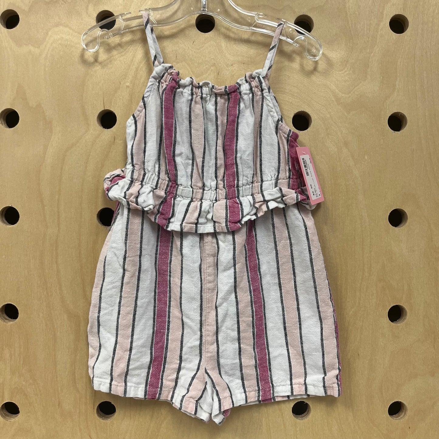 Pink Stripe Linen Blend Romper