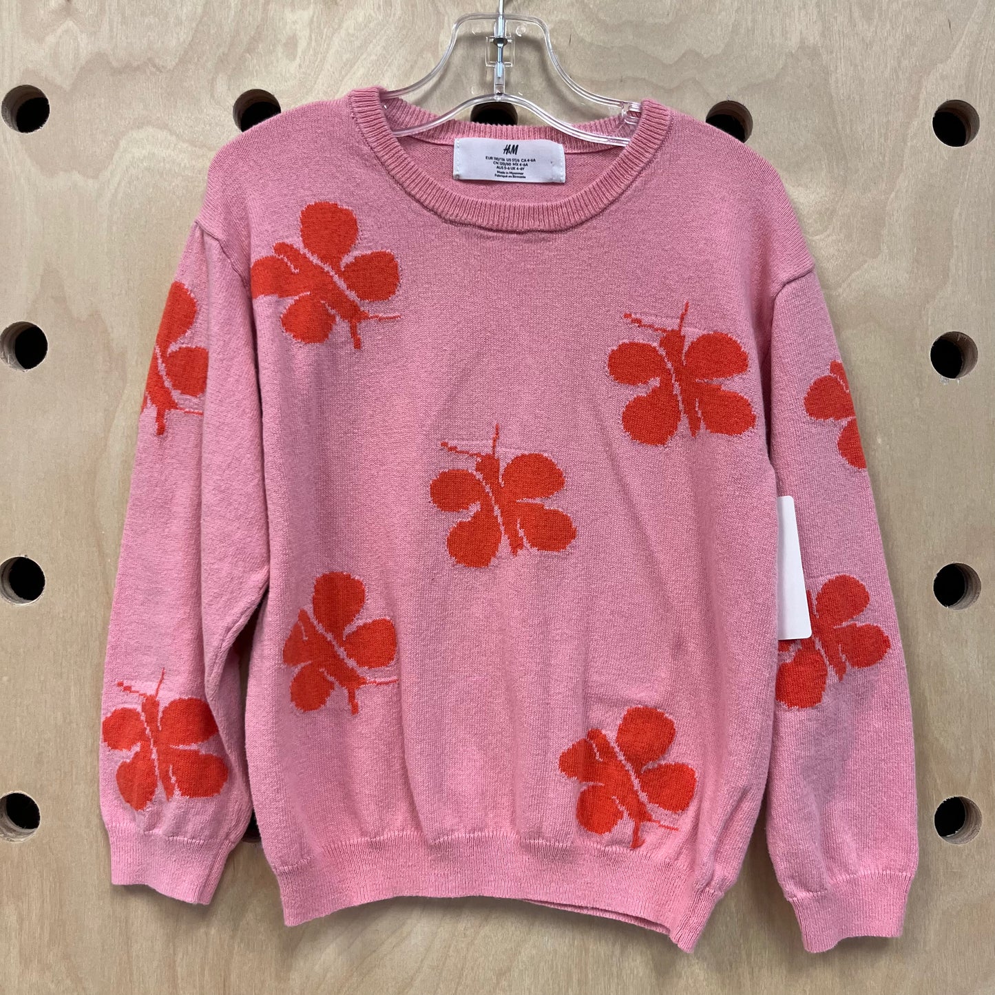 Pink+Orange Butterflies Sweater