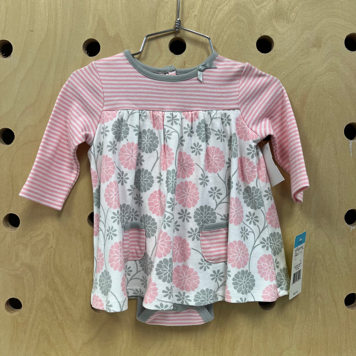 Pink+Grey Floral Romper Dress NEW!