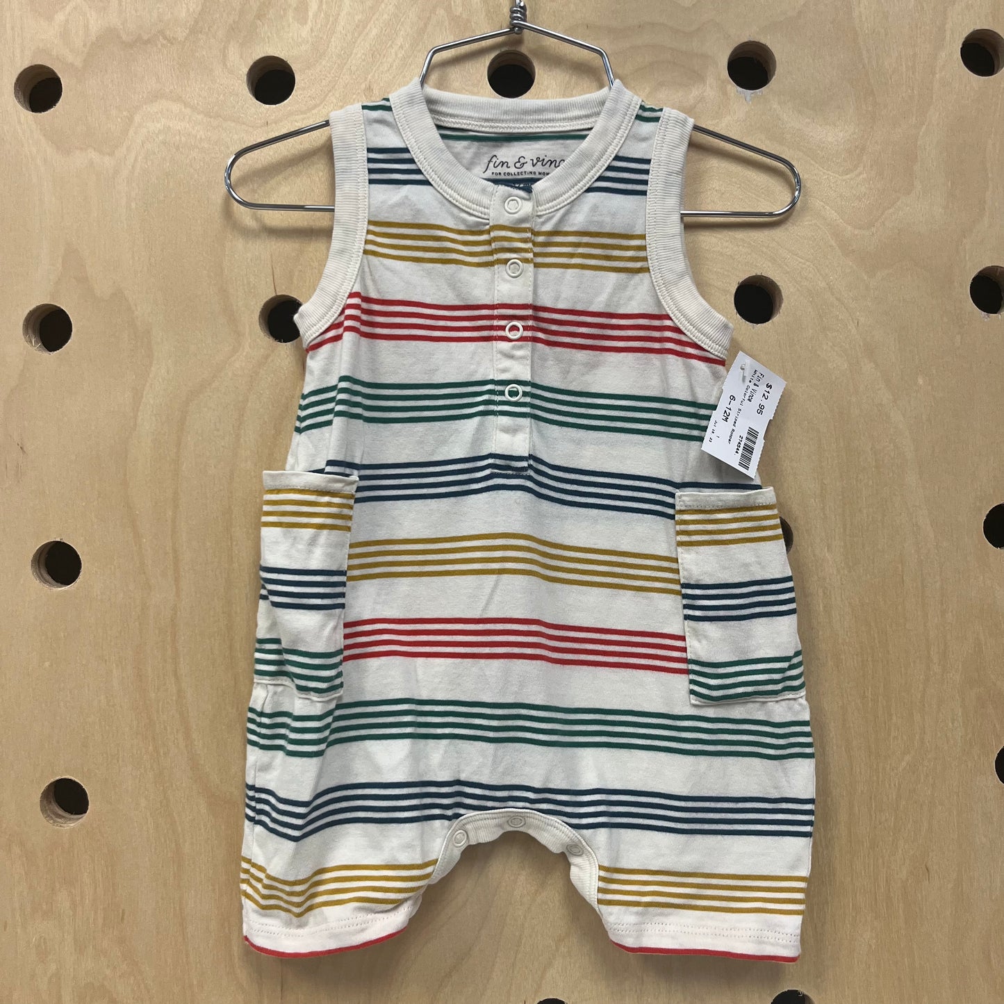 White Colorful Striped Romper
