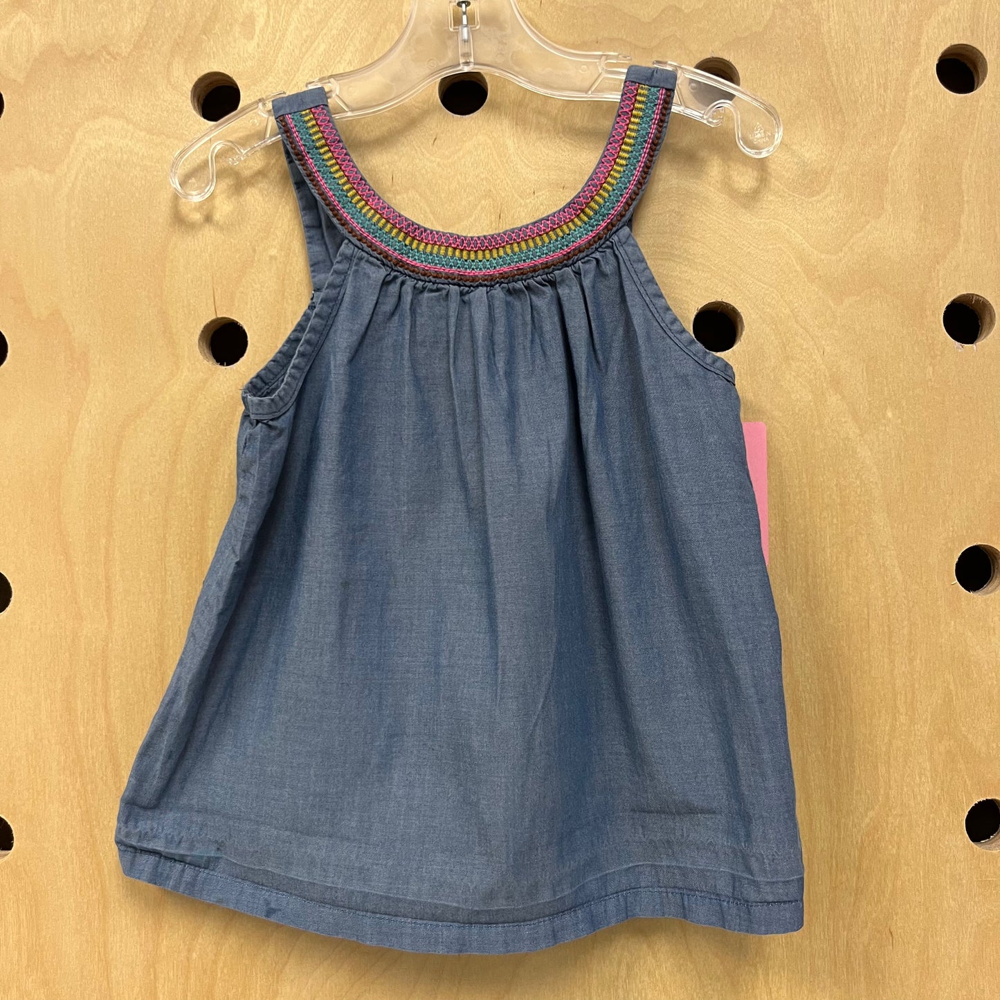 Chambray Colorful Embroidered Tank
