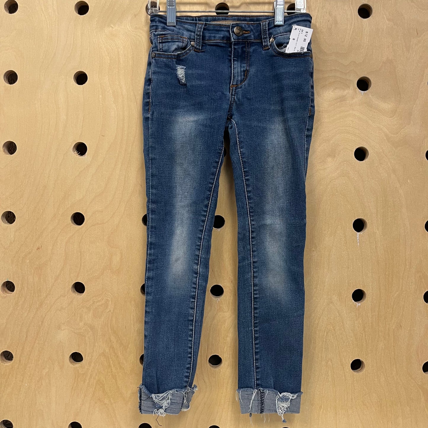 Blue Distressed Cuff Denim Jeans