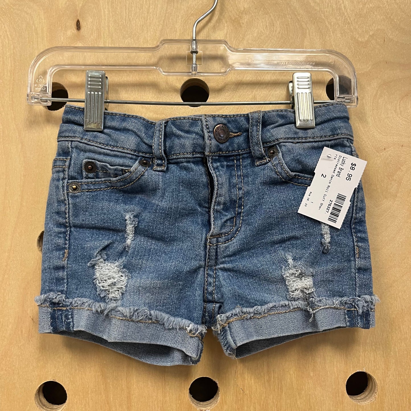 Distressed Denim Roll Cuff Shorts
